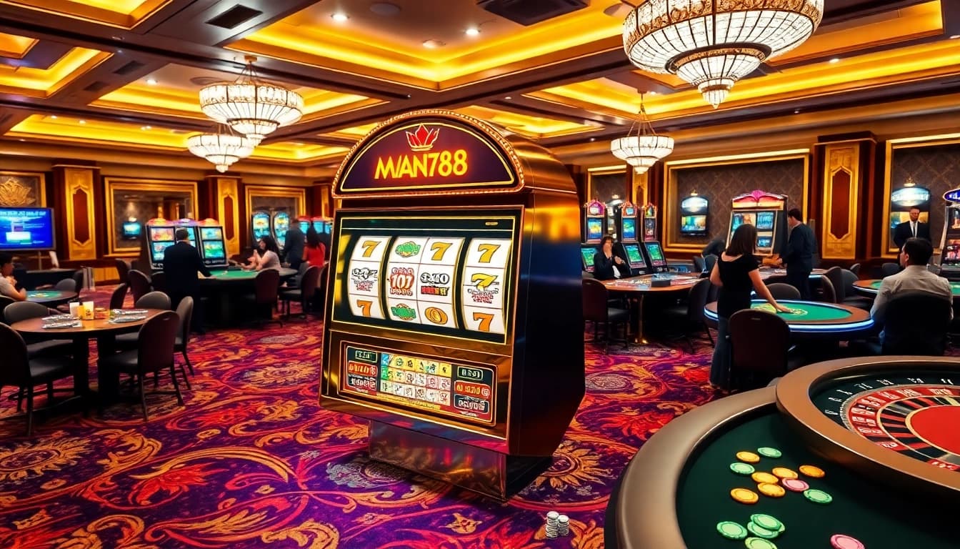 Pemain yang menghibur menang di aman788 slot gacor dalam suasana kasino yang mewah.