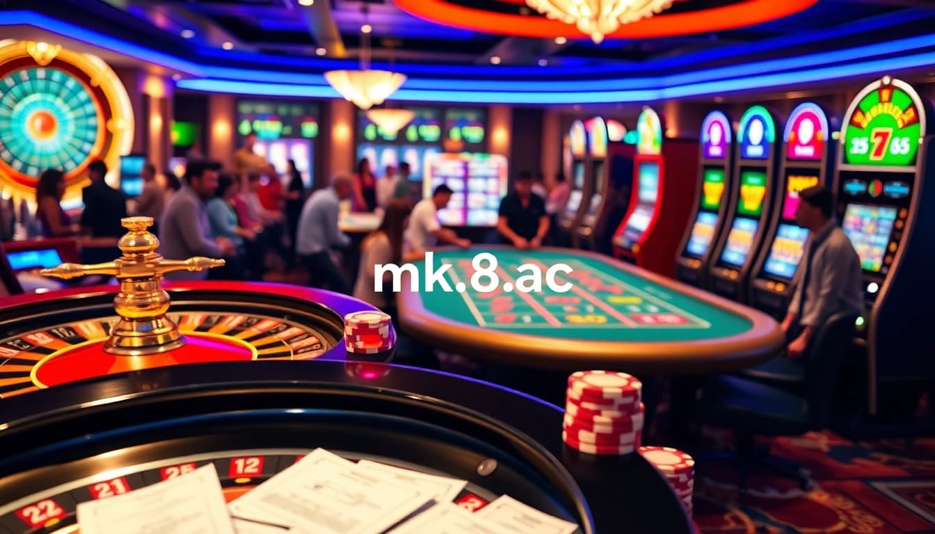 Experience the thrill of gambling and winning at mk8.ac with vibrant casino gaming visuals.