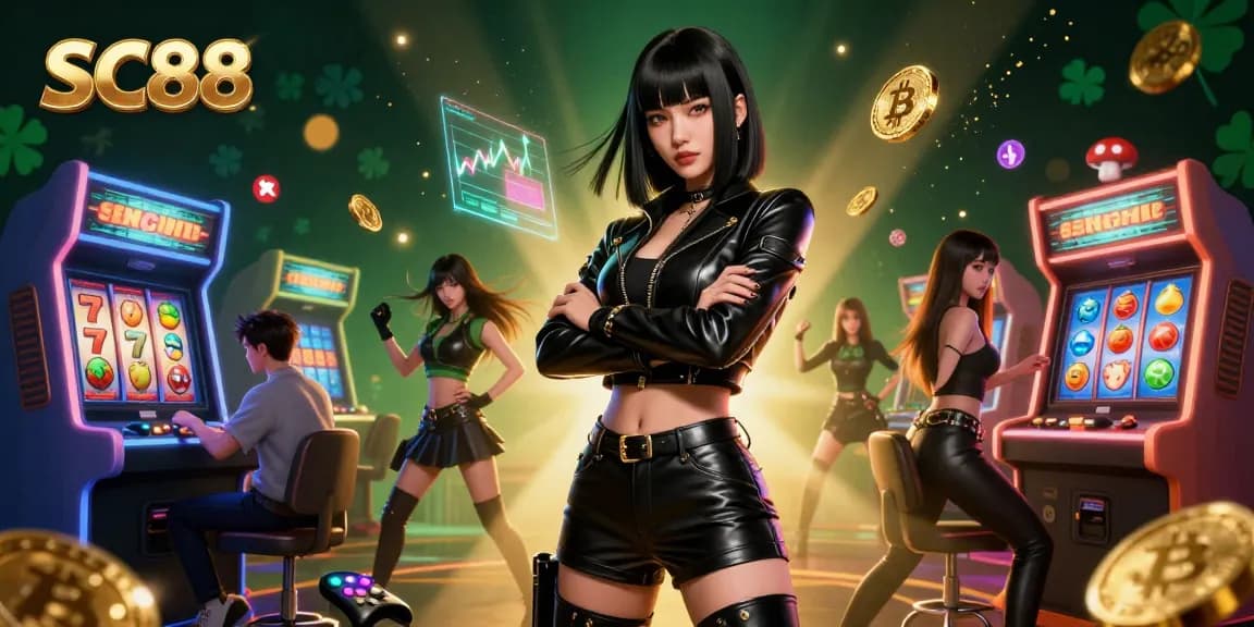 Experience the thrill of SC88 casino slots with vivid characters and colorful game elements.