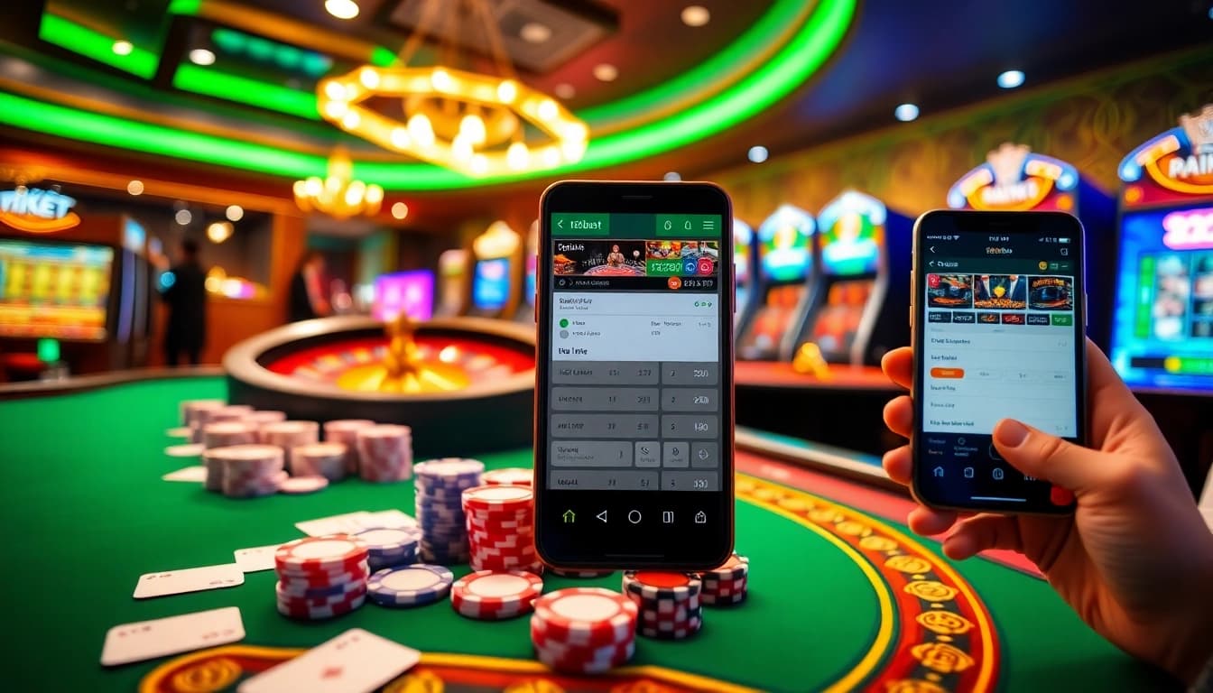 Gamblers enjoying an exciting game at 188bet casino, with poker chips and cards prominently displayed.