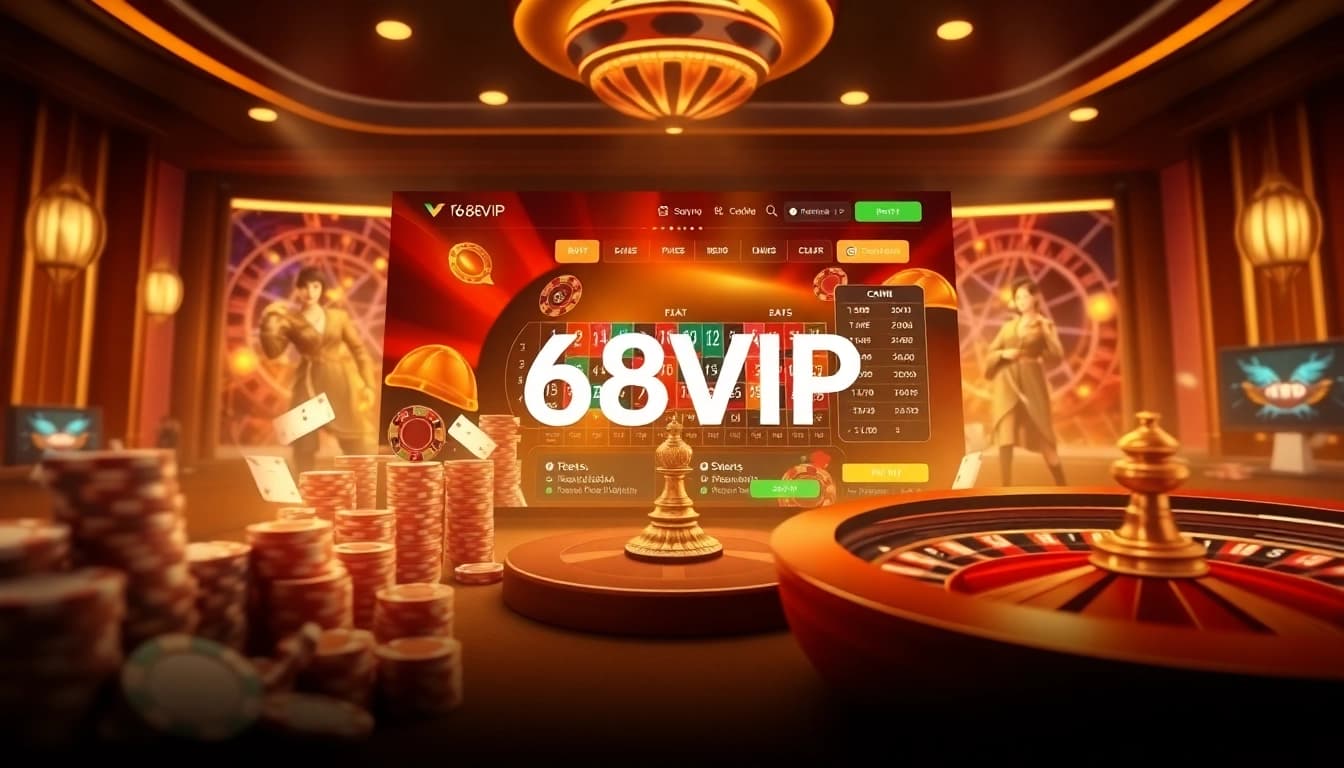Login interface for Đăng Nhập Nhà Cái 68VIP featuring casino elements