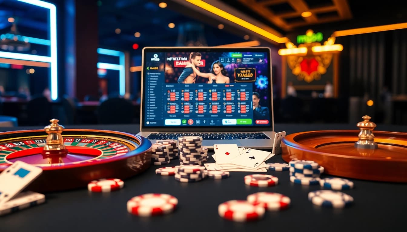 Experience the excitement of online gambling at MM88 with vibrant casino visuals.