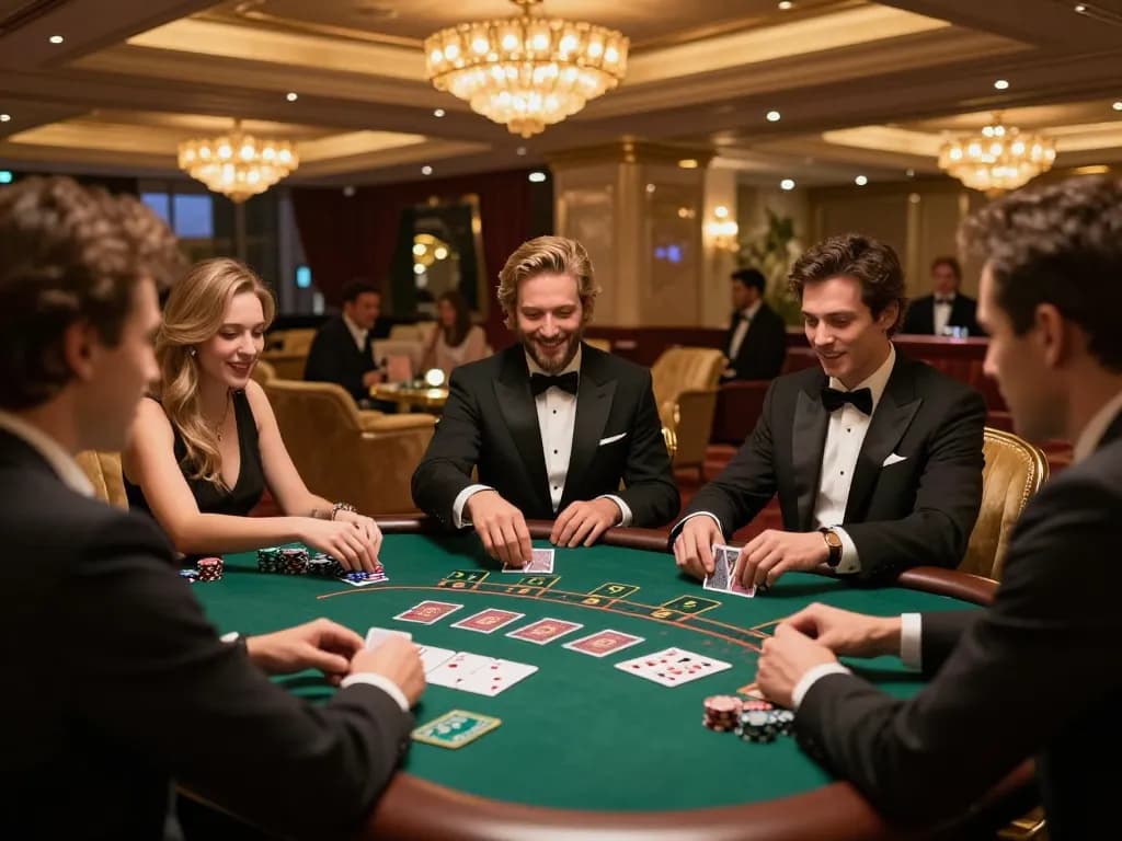 Exciting friends enjoying blackjack at SC88VN's upscale casino atmosphere