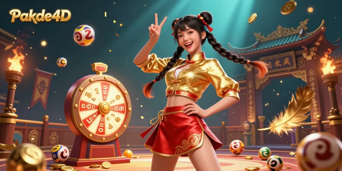 Engage with exclusive lottery experiences on Pakde4D, highlighted by a vibrant Asian woman amid colorful lottery elements.