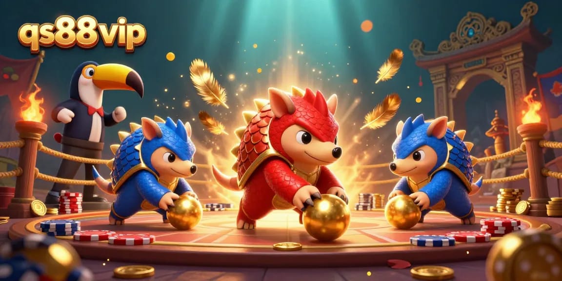 Giải trí tuyệt vời tại qs88 vip với trận đấu giữa hai con tê tê trong không gian sòng bạc.