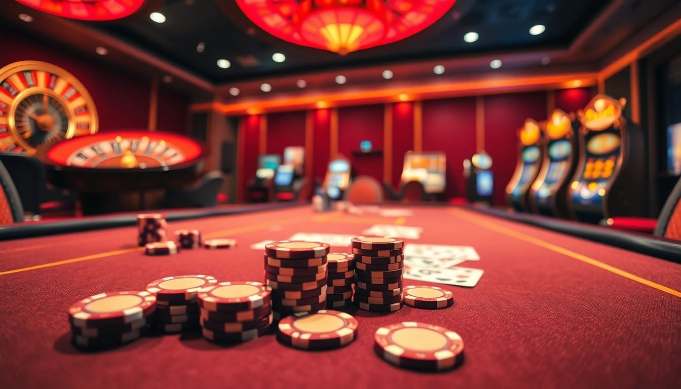 Players enjoying the exciting atmosphere at 33WIN 68 casino, showcasing poker and roulette games.