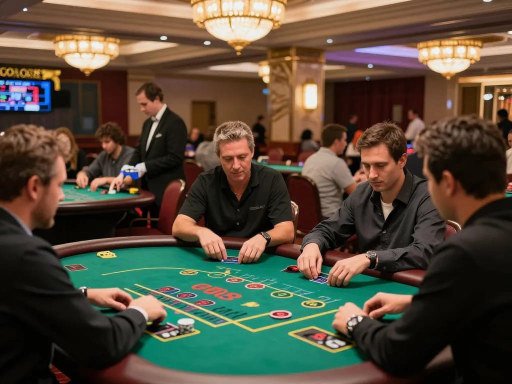 Players experiencing the thrill of blackjack gameplay at GO8 casino.