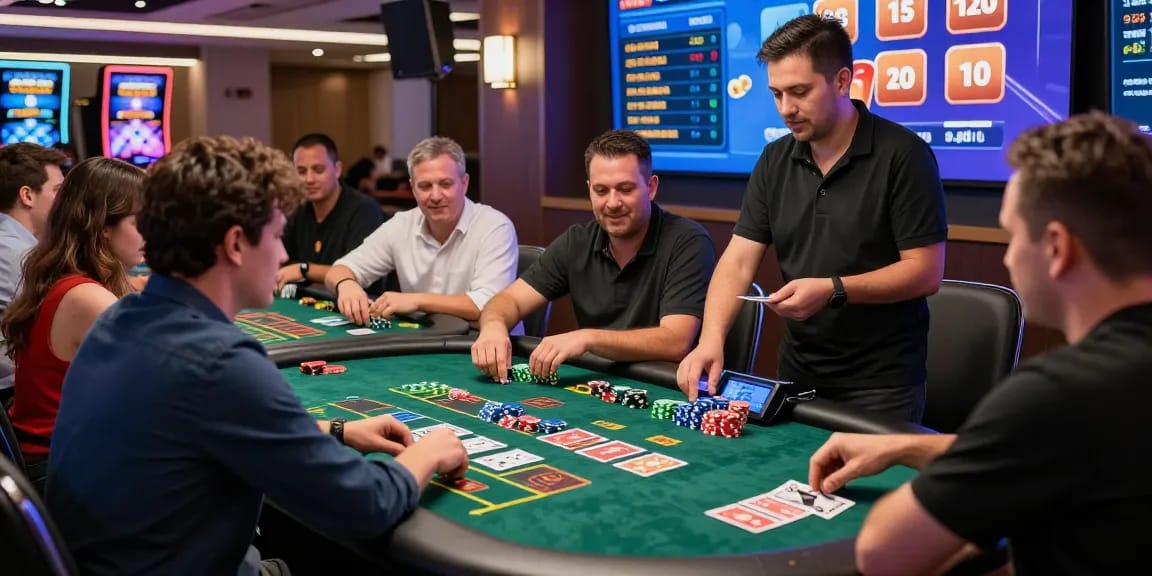 Players enjoying live dealer games at a credit card casino, showcasing excitement and engagement, linked with https://ecpc.org.uk.