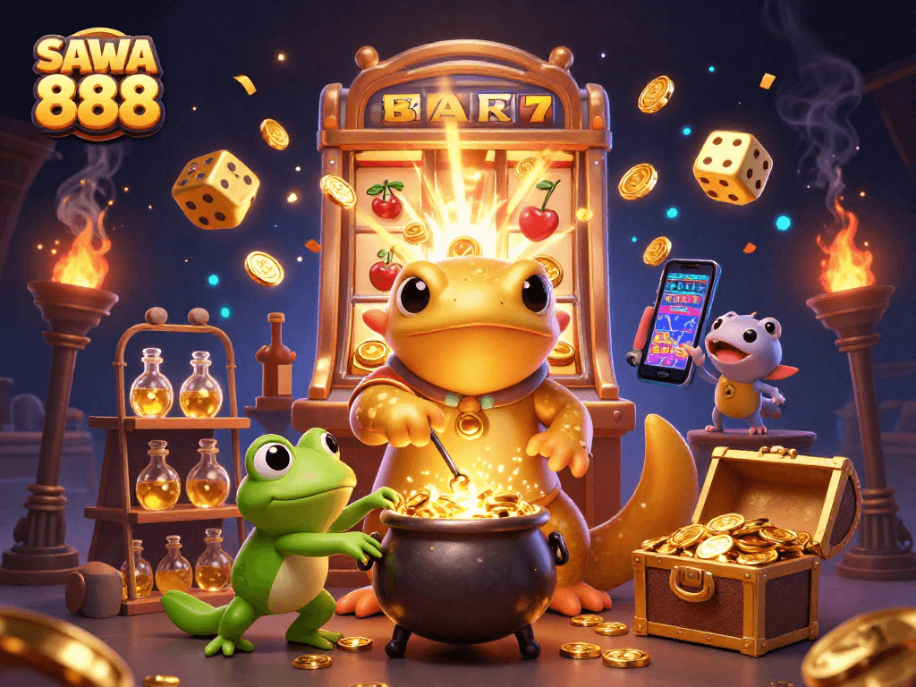 Play exciting games with SAWA 888 as golden salamander alchemist creates rich jackpots.