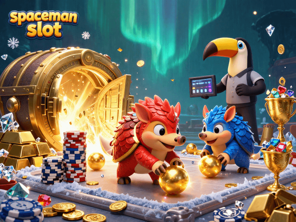 Experience the excitement of spaceman slot with pangolins competing amidst gold and jewels.