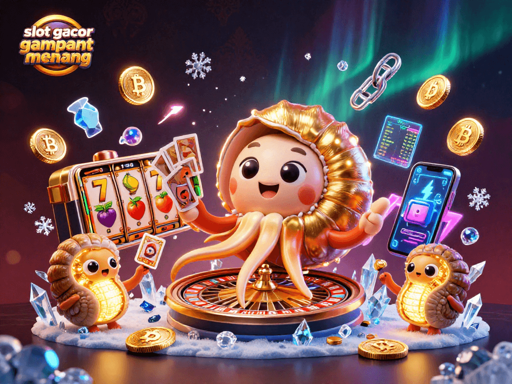 Experience thrilling games with slot gacor gampang menang, featuring vibrant casino elements in a 3D illustration.