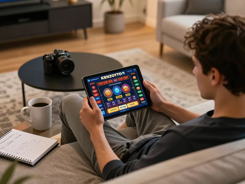 Perjudian dengan KENZOTOTO di tablet di rumah menciptakan pengalaman permainan online yang strategis