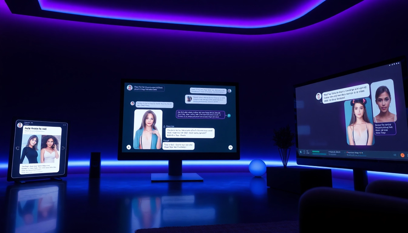 NSFW character AI chat interface showcasing engaging dialogues and character designs in an immersive setting.