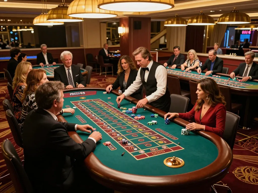 Excitement builds as players place bets at the casino roulette table at mm88.com.