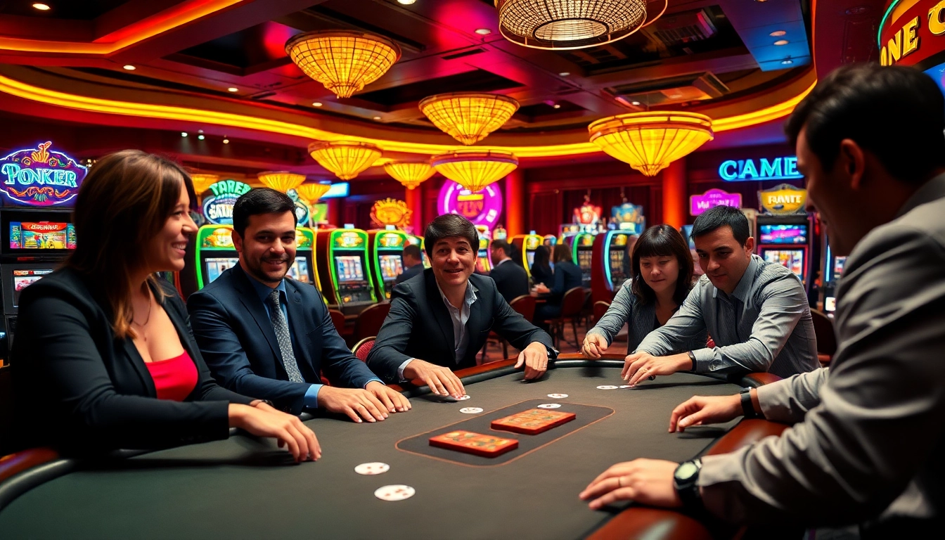 Menggairahkan permainan spvtoto dengan pemain aktif di meja poker kasino.
