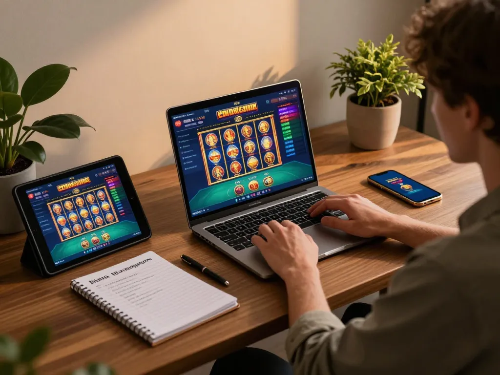 Person strategizing bankroll management at the online casino Trang chủ ok8386