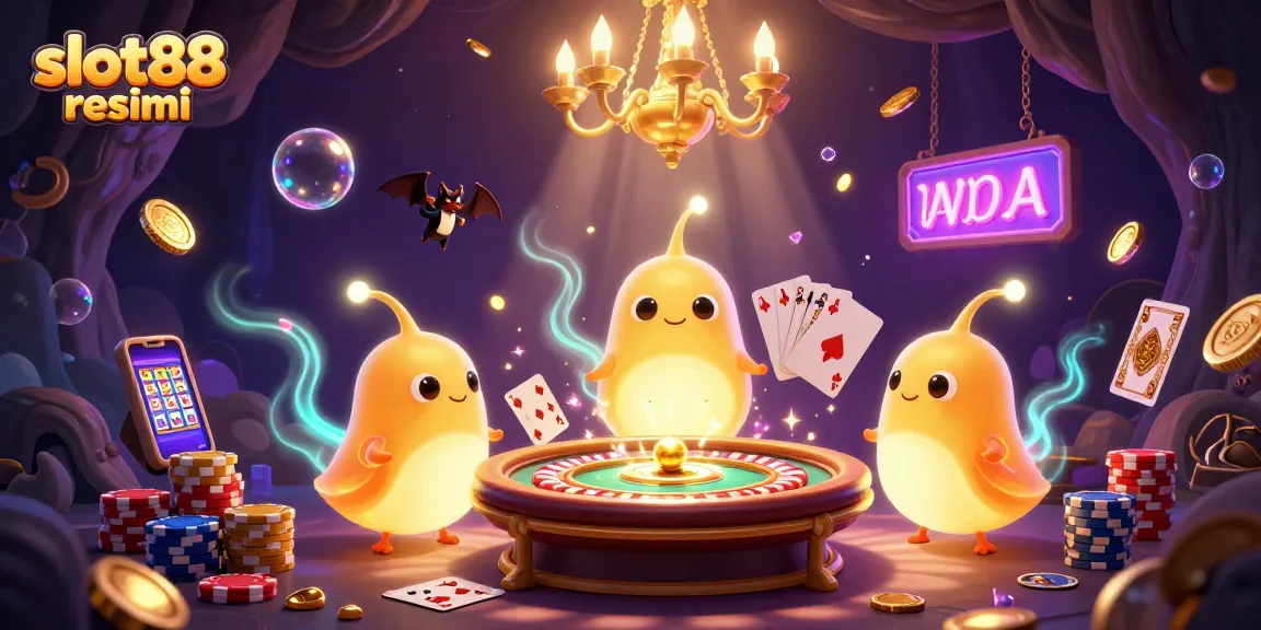 Play exciting slots at slot88 resmi featuring glowing casino creatures in a dynamic game environment.