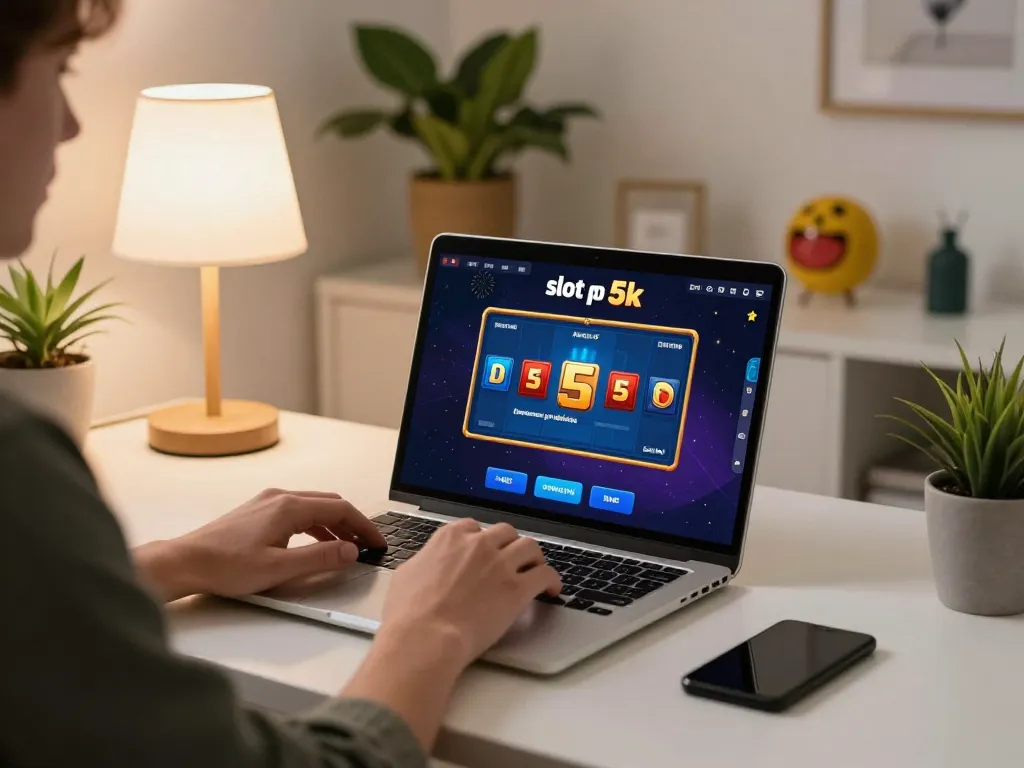 Engaging session of slot depo 5k as player interacts with the casino game interface on a laptop.