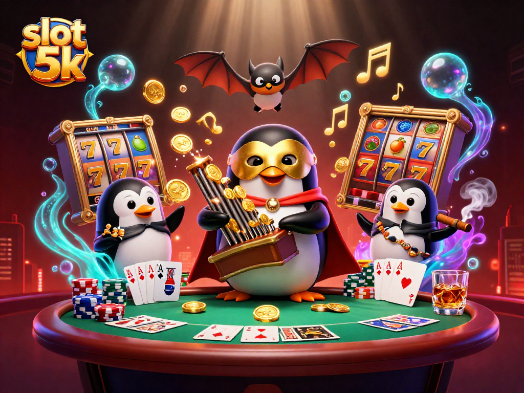 Experience the thrill of slot 5k with a vibrant 3D casino scene featuring engaging characters and game elements.