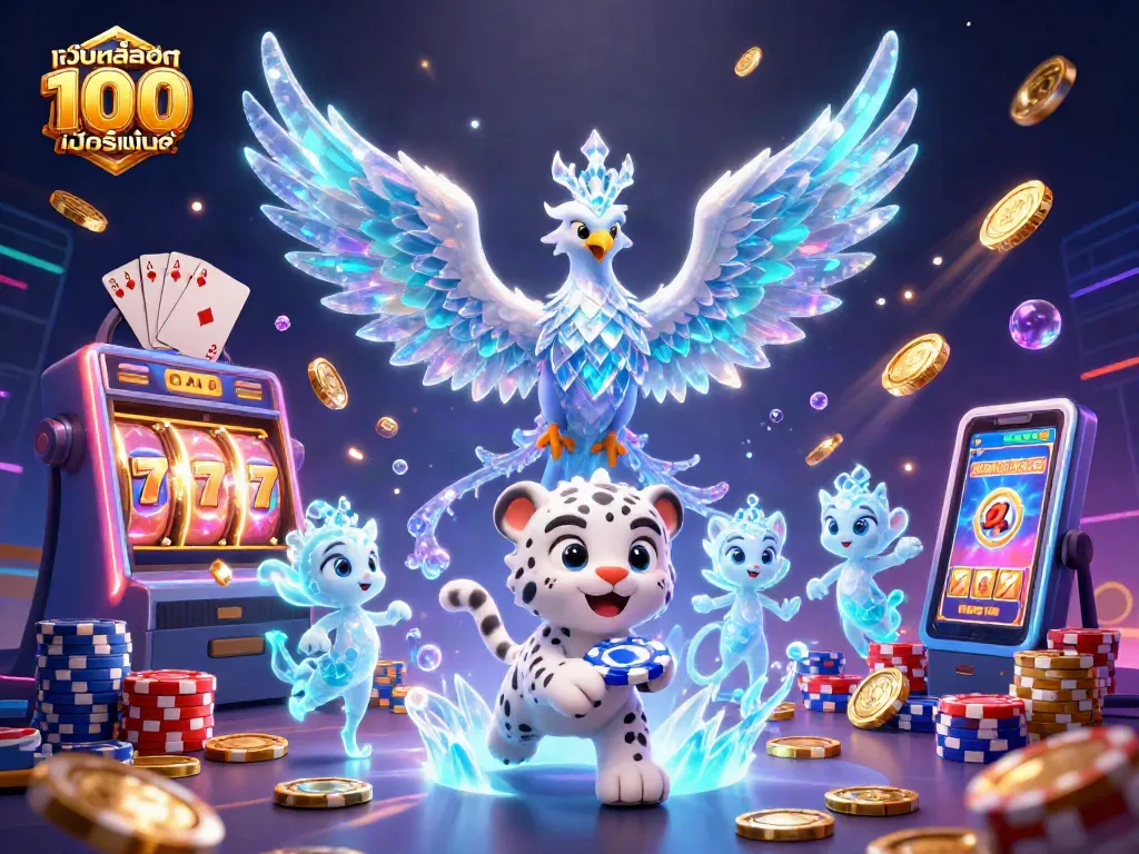 เล่นเกมสล็อตเว็บสล็อต แท้ 100 เปอร์เซ็นต์ ที่มีไอซ์ฟินิกซ์และค้างคาวในฉากแสงระยิบระยับ