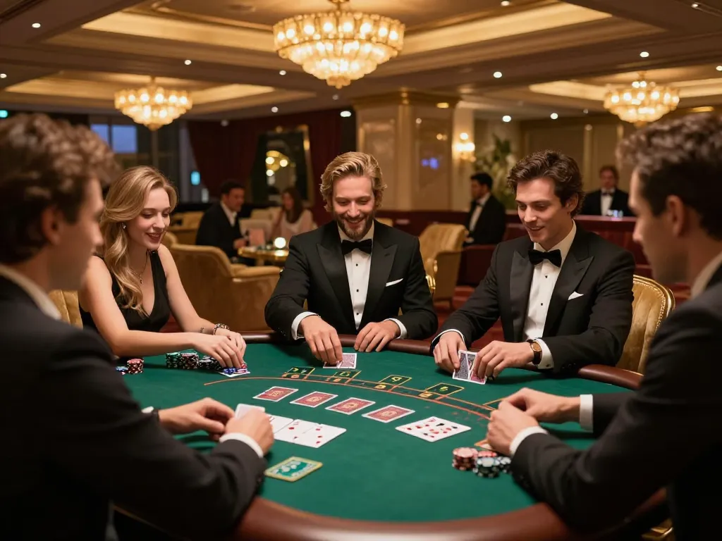 Exciting friends enjoying blackjack at SC88VN's upscale casino atmosphere