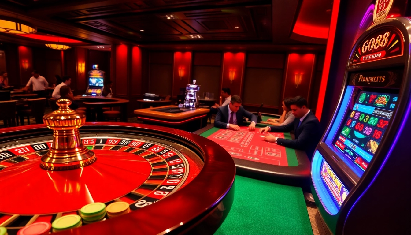Experience the excitement of go88 at a luxurious poker table, filled with engaged players.