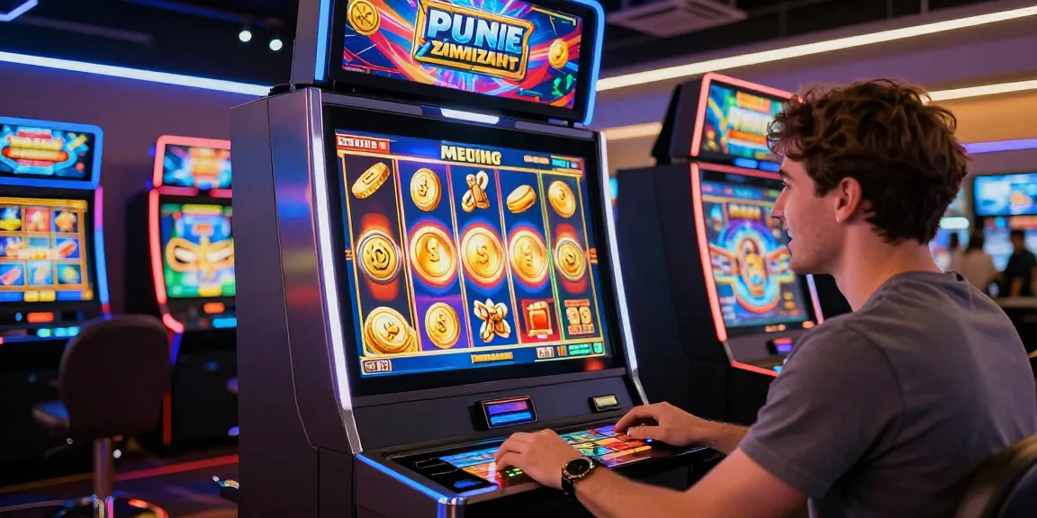 Player enjoying slots with bonus buys on a vibrant digital gaming platform, surrounded by modern technology.