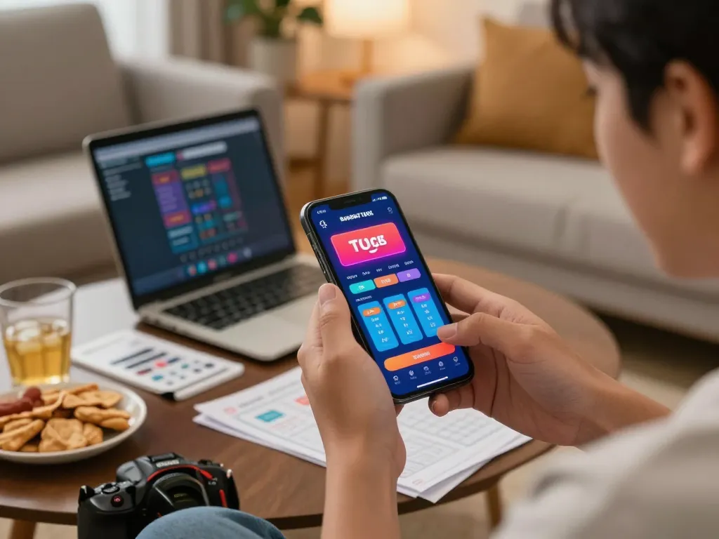 Permainan yang menarik di aplikasi bandar togel dengan smartphone di lingkungan rumah yang nyaman menunjukkan taruhan strategis.