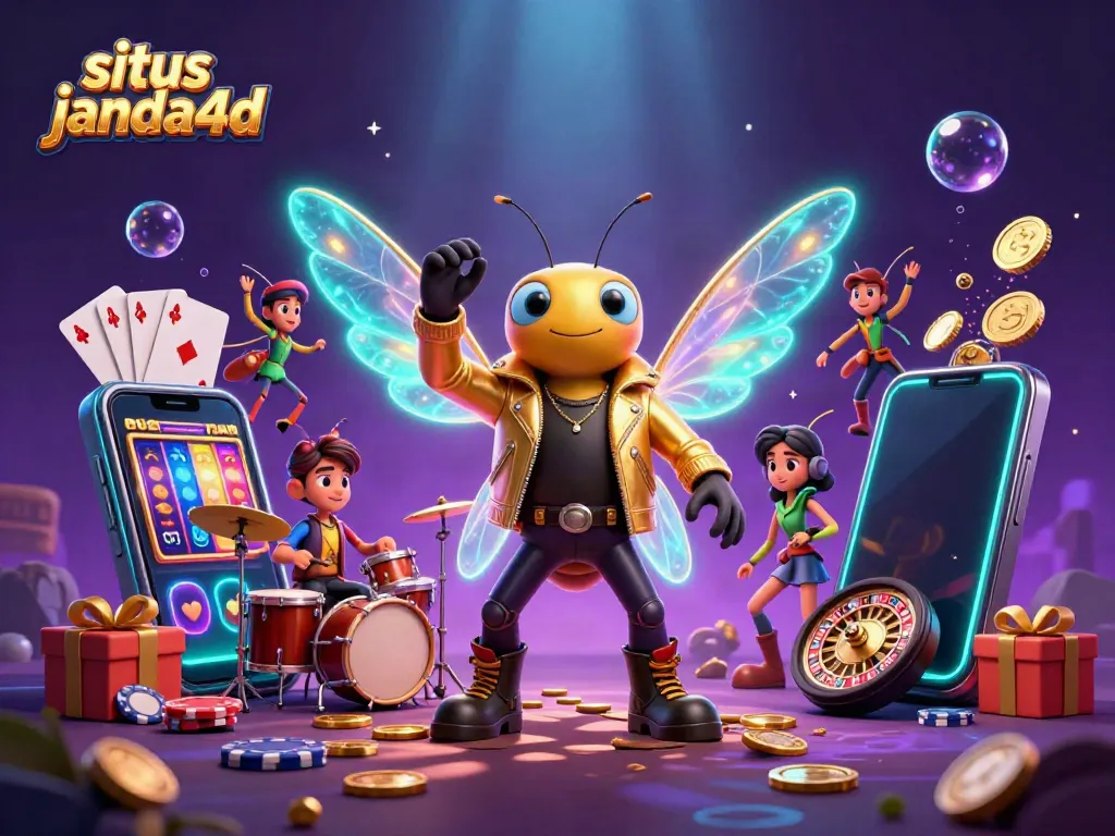 Permainan slot situs janda4d dengan cicada rock star dan efek cahaya menakjubkan.
