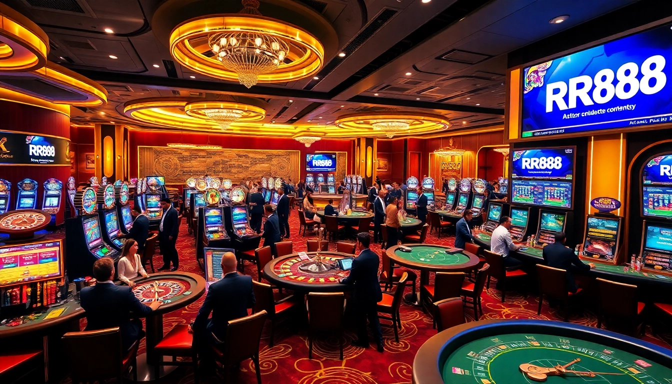 Experience the excitement of RR88 with dynamic gambling visuals showcasing casino atmosphere and gameplay.