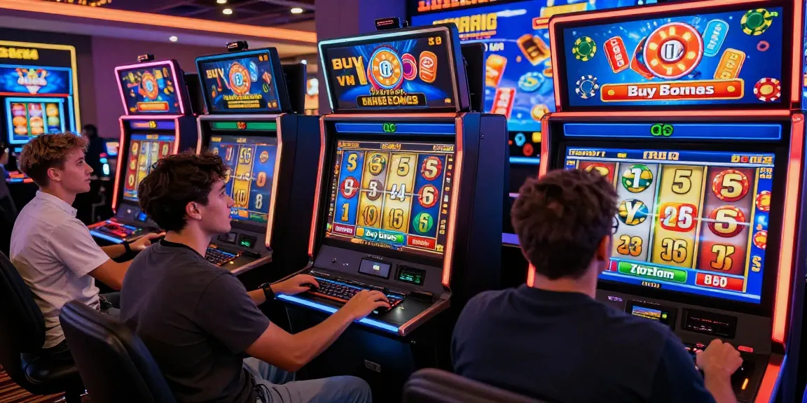 Players enjoying bonus buy slots in a lively virtual casino environment, highlighting excitement and engaging gaming experiences.