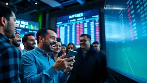 Engage in online Betting with excited bettors reviewing live odds and strategies at a modern sportsbook.