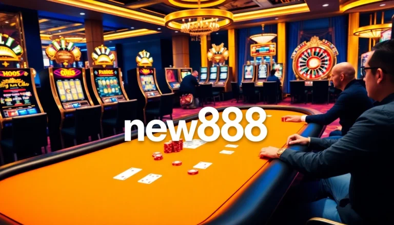 Experience the thrilling action of new888 at a luxurious online casino with vibrant slots and strategic poker gameplay.