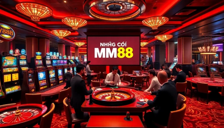 Experience thrilling gaming action at NHÀ CÁI MM88 with vibrant casino environments.