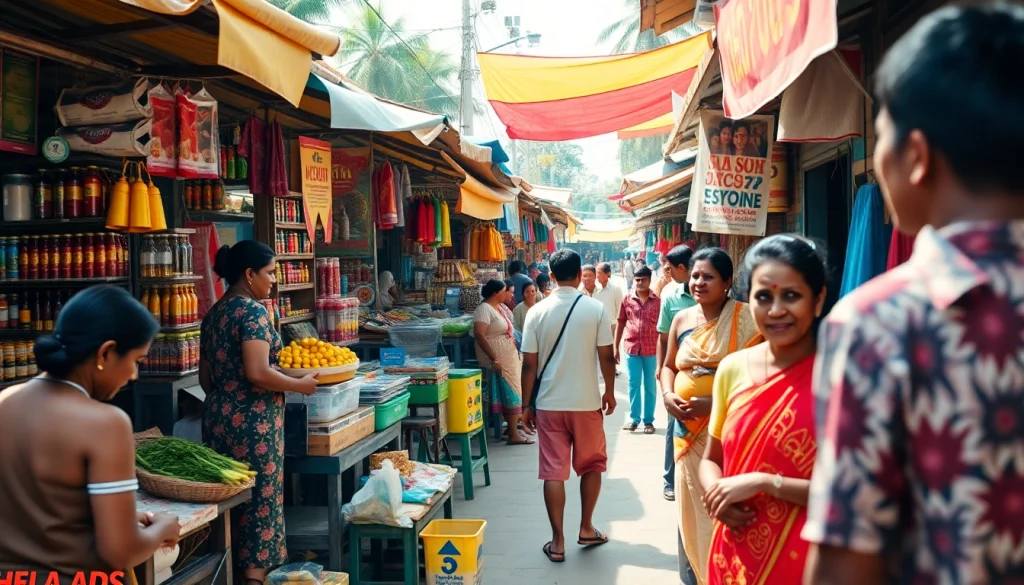 Engaging scene of Hela Ads marketplace in Sri Lanka showcasing vibrant local commerce.