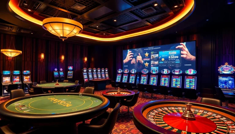 Experience the excitement of online gambling at https://mm88.how/ with colorful slot machines and poker tables.