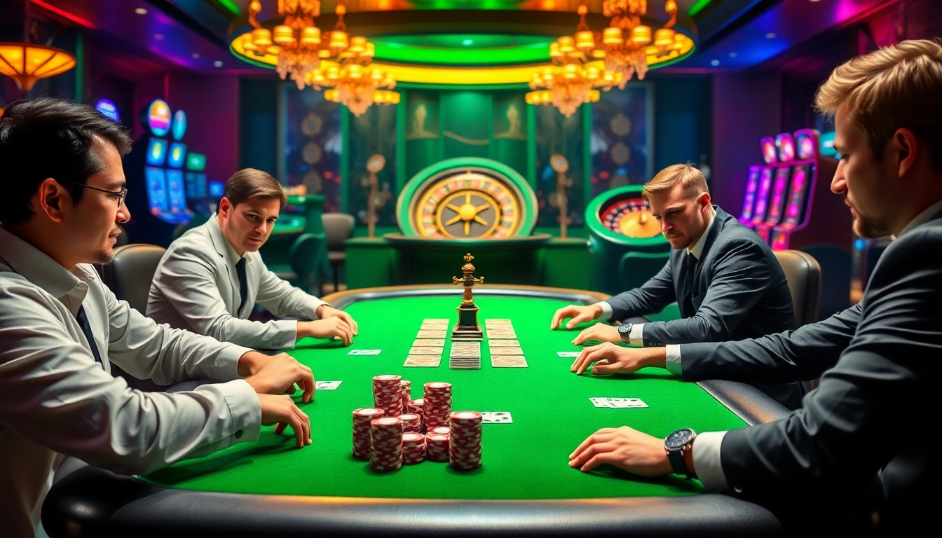 Engaged poker players experience the thrill of the game at https://xx88.bar/ casino with vibrant chips and cards.