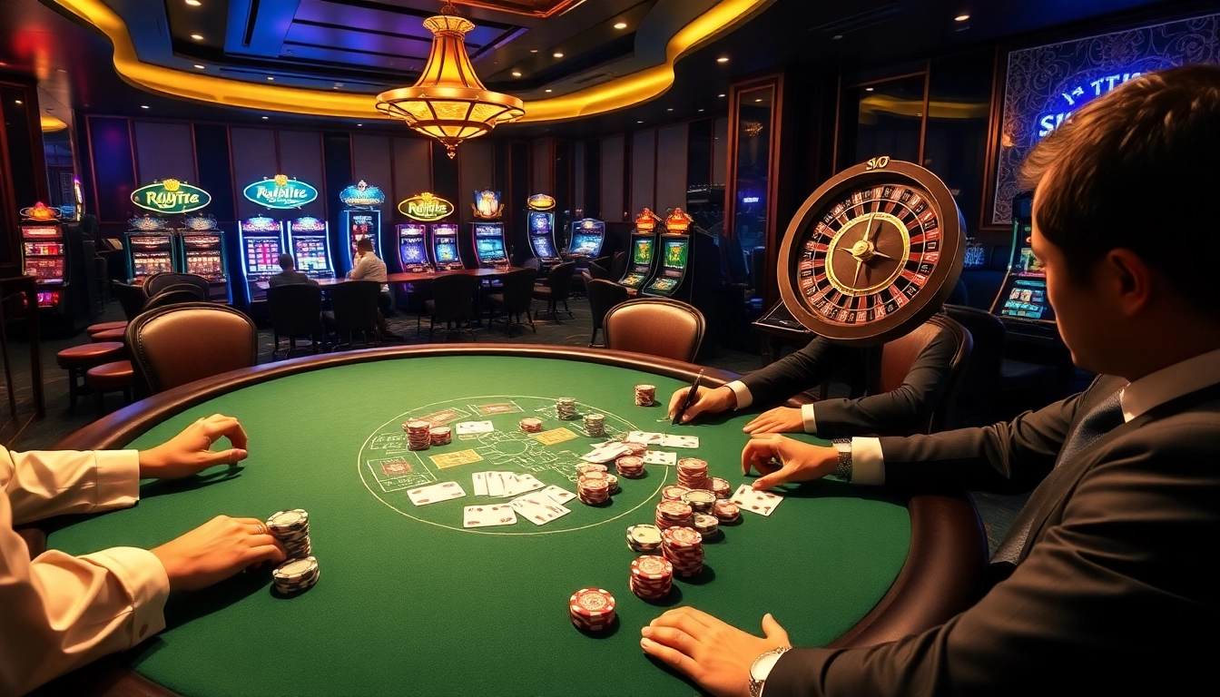 Experience the thrill of gambling at https://ih7777.com.br/ with players at an elegant poker table.