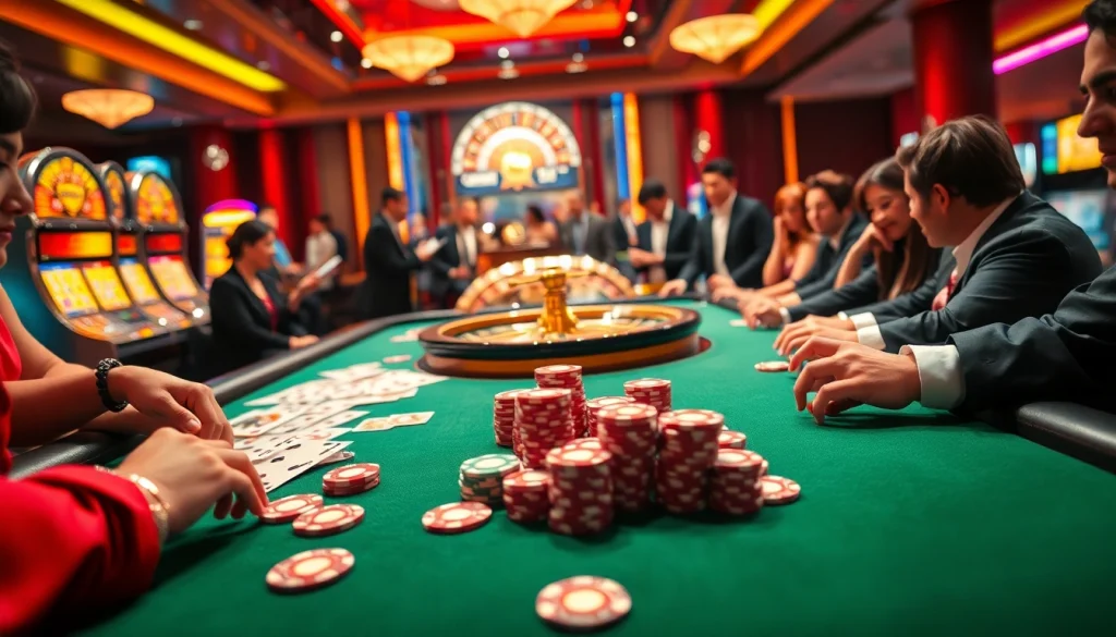 Players engaging at a lavish casino table, emphasizing 링크모음 features for easy navigation in gambling.