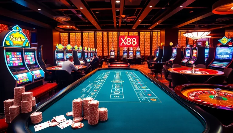 Experience the thrill of online gambling at https://xx88.boats/ with a dynamic casino scene featuring poker and roulette.