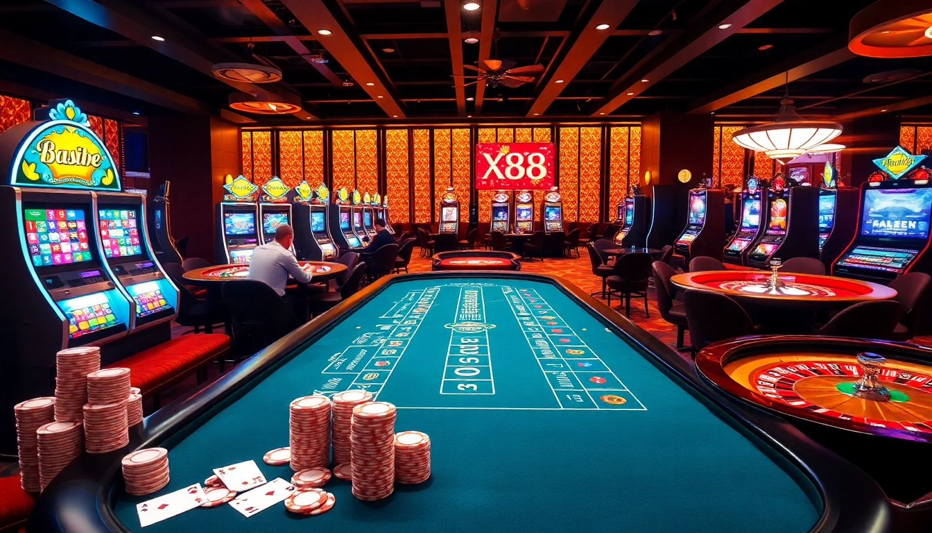Experience the thrill of online gambling at https://xx88.boats/ with a dynamic casino scene featuring poker and roulette.