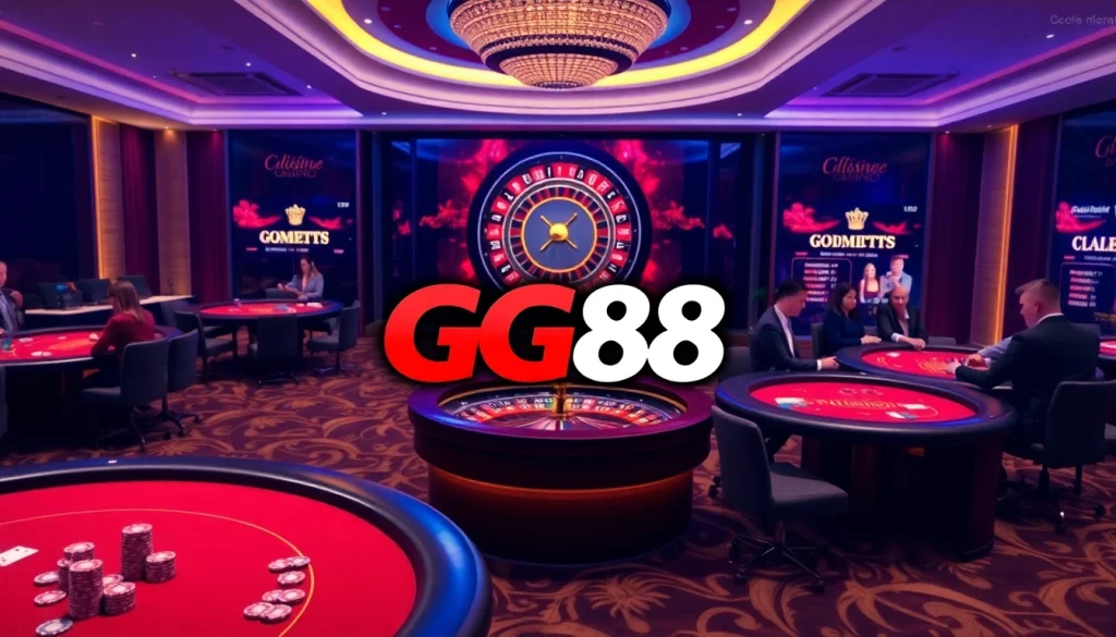 Players enjoying games at GG88 online casino, showcasing luxury and excitement.