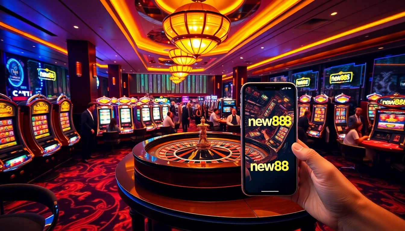 Experience the thrill of online gaming with new888 at a vibrant casino setting.