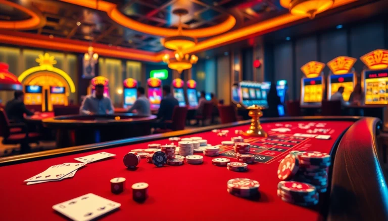 Players enjoying a luxurious online casino experience at DR88 with vibrant tables and thrilling gameplay.