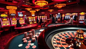 Experience the action of casino gambling with 88xx-themed poker chips and a roulette wheel.