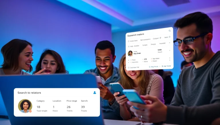 Discover OnlyFans Nearby Creators effortlessly through a modern search engine interface, showcasing diverse users browsing on devices.