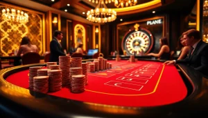 s8 digital poker table displaying strategic moves in a vibrant casino setting.