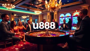 Players enjoying an exciting game at u888’s luxurious casino, featuring roulette and poker.