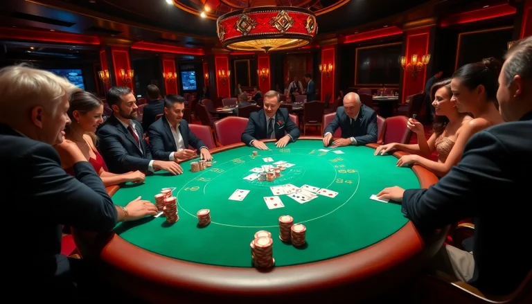Experience the excitement of an 8s game at a luxurious casino table packed with enthusiastic players.