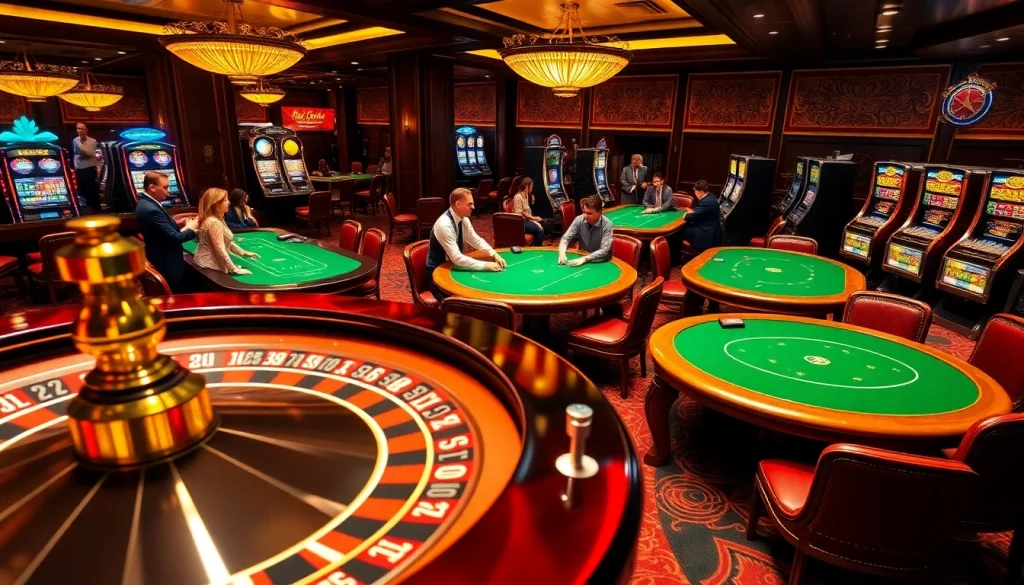 Experience the thrill of home eejl with vibrant casino tables and engaged players in action.